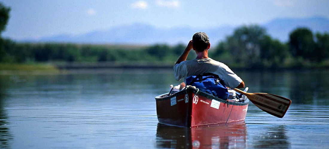 Canoeing in the waters of Montana.