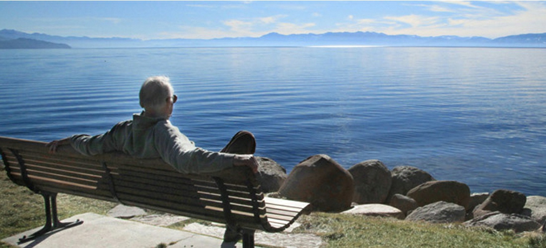 Relaxing on the beautiful shores of Lake Tahoe, Nevada.