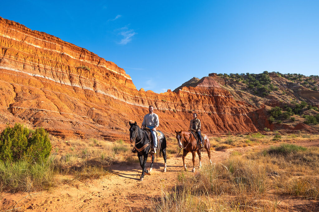 Horseback riding at Palo Duro Canyon State Park near Amarillo, Texas