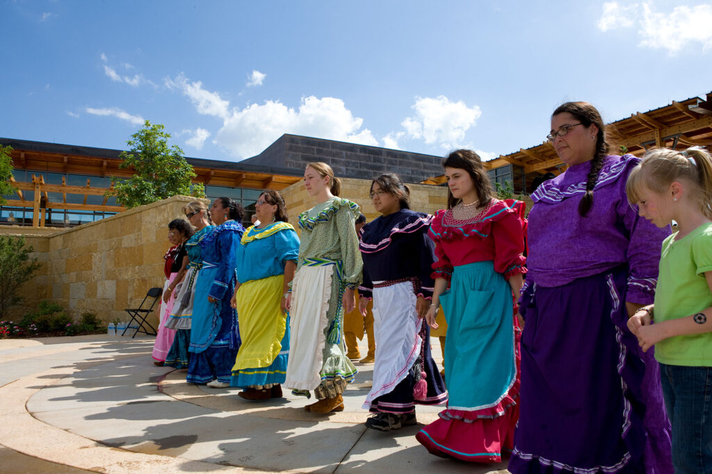 Stomp dance demonstration at the Chickasaw Cultural Center in Sulphur Oklahoma