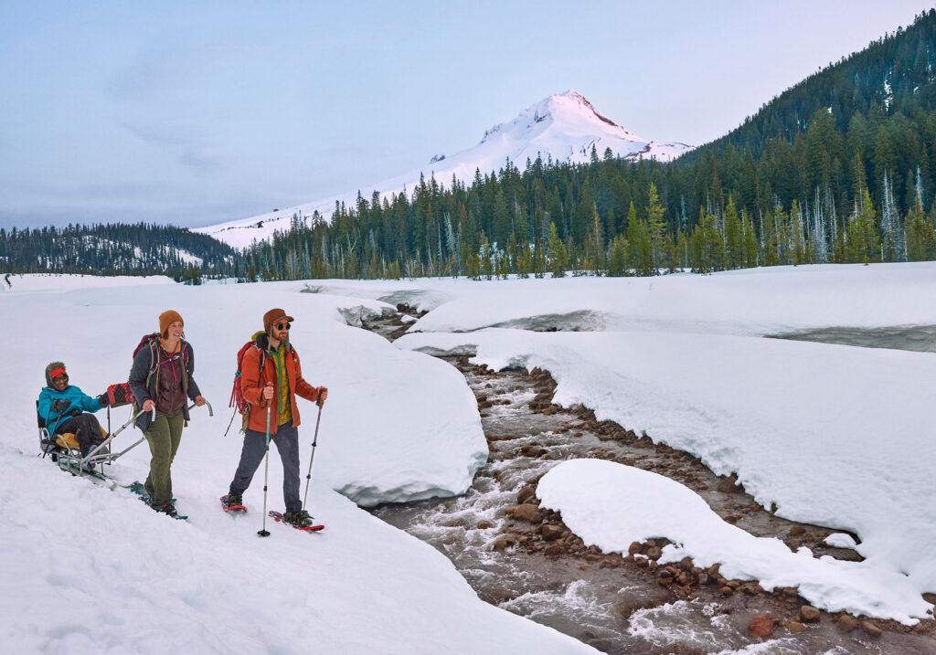 Cross-country trekking near Mount Hood, Oregon
