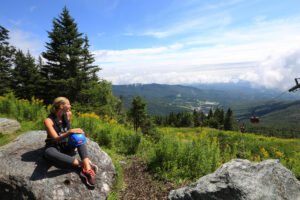 Hiker on Stowe Mountain in Vermont