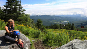 Hiker on Stowe Mountain in Vermont