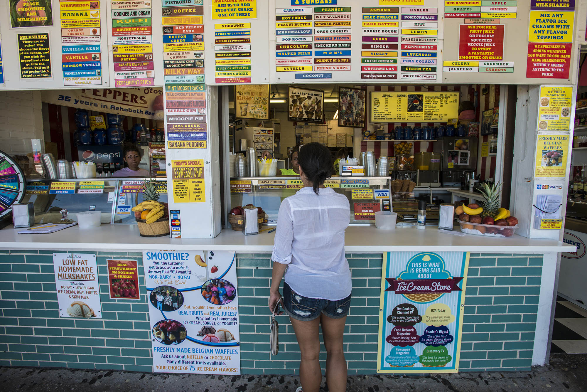 Ordering ice cream at The Ice Cream Store in Rehoboth Beach, Delaware