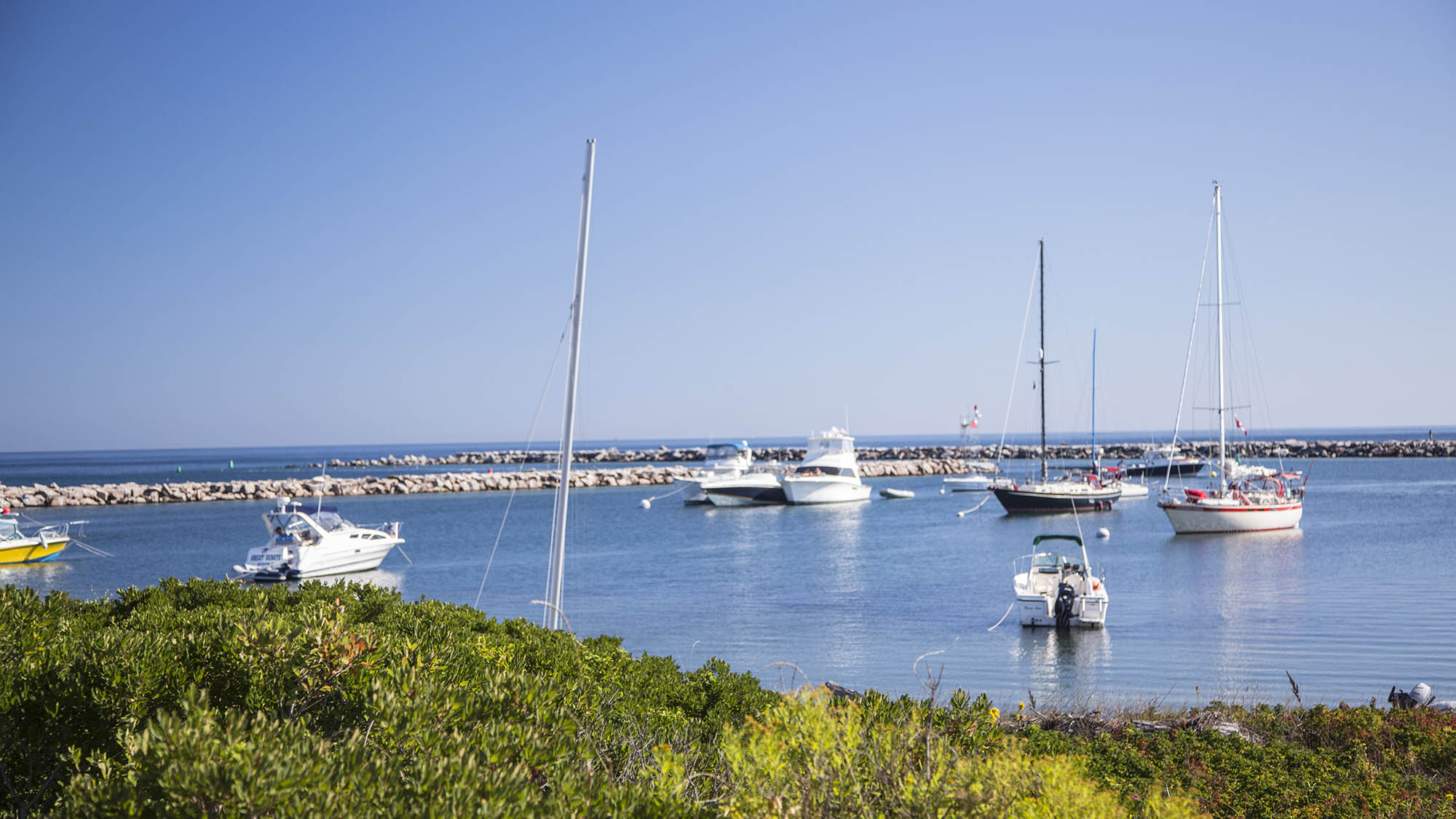 Boats in the harbor on Block Island, Rhode Island