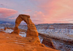 View of Delicate Arch in Arches National Park near Moab, Utah; Credit: Bret Edge