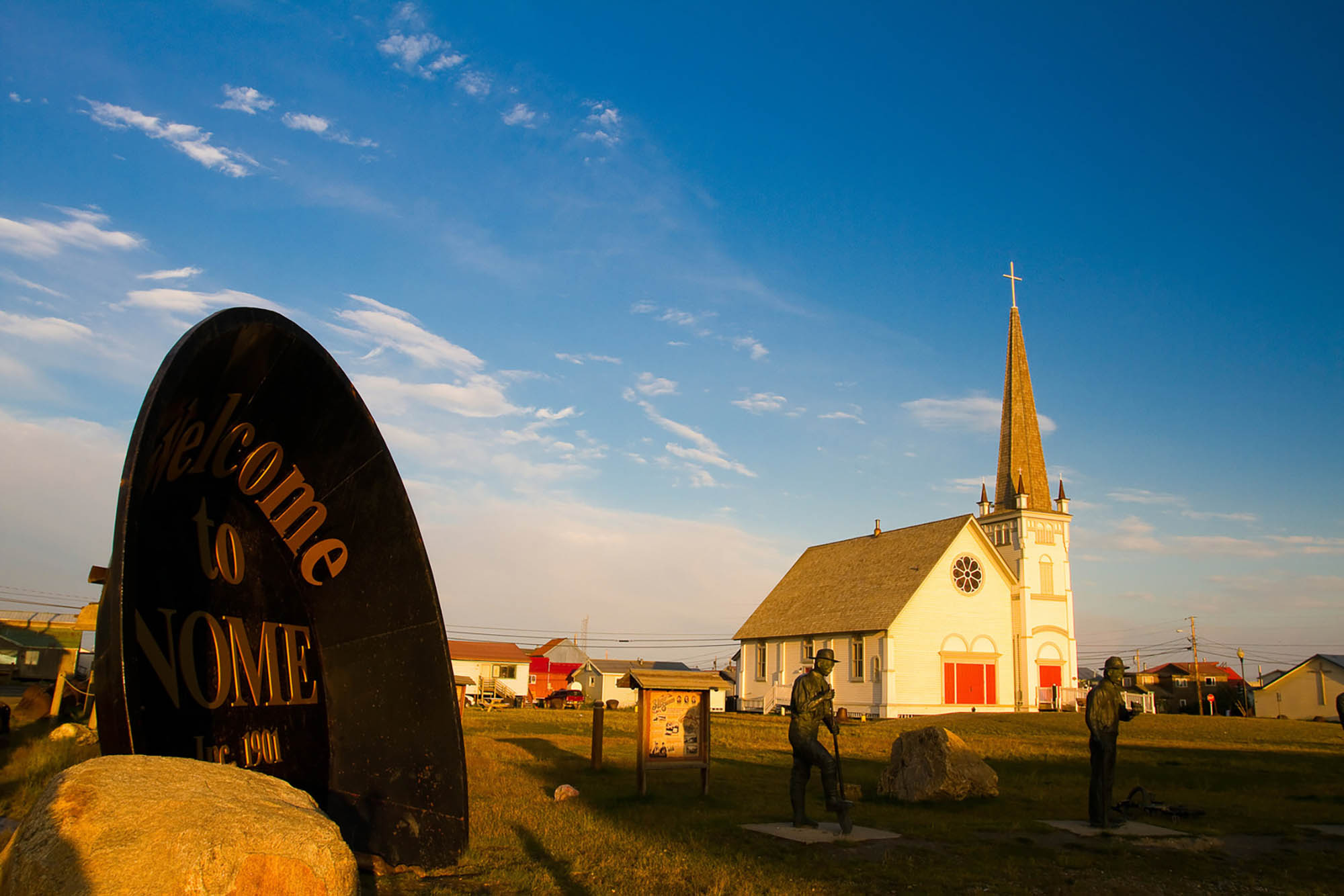 The “World’s Largest Gold Pan” and Old St. Joe’s Hall in Downtown Nome, Alaska
Credit: Michael DeYoung, Travel Alaska
