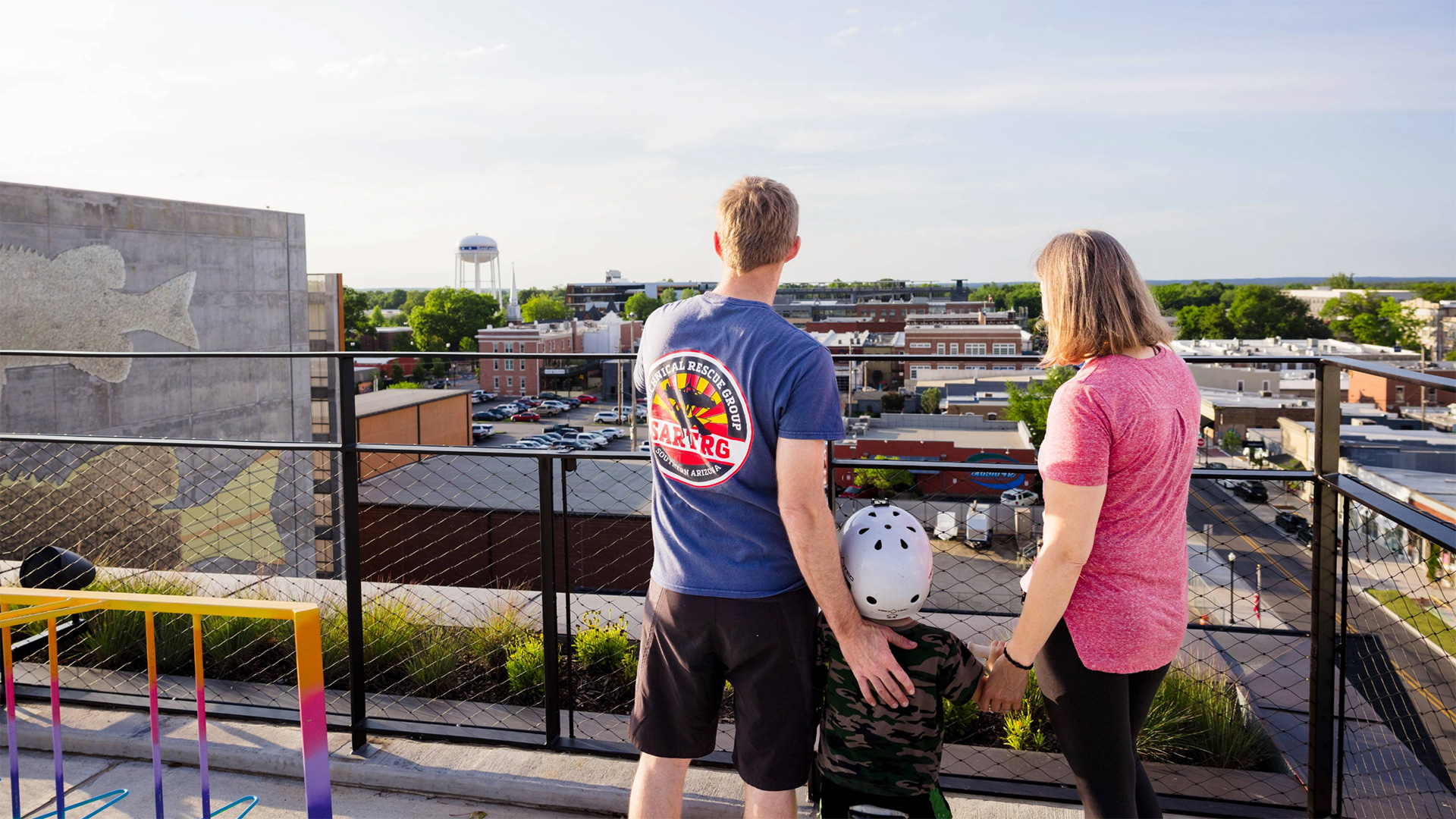 View from the sixth-floor ramp at Ledger in Bentonville, Arkansas
