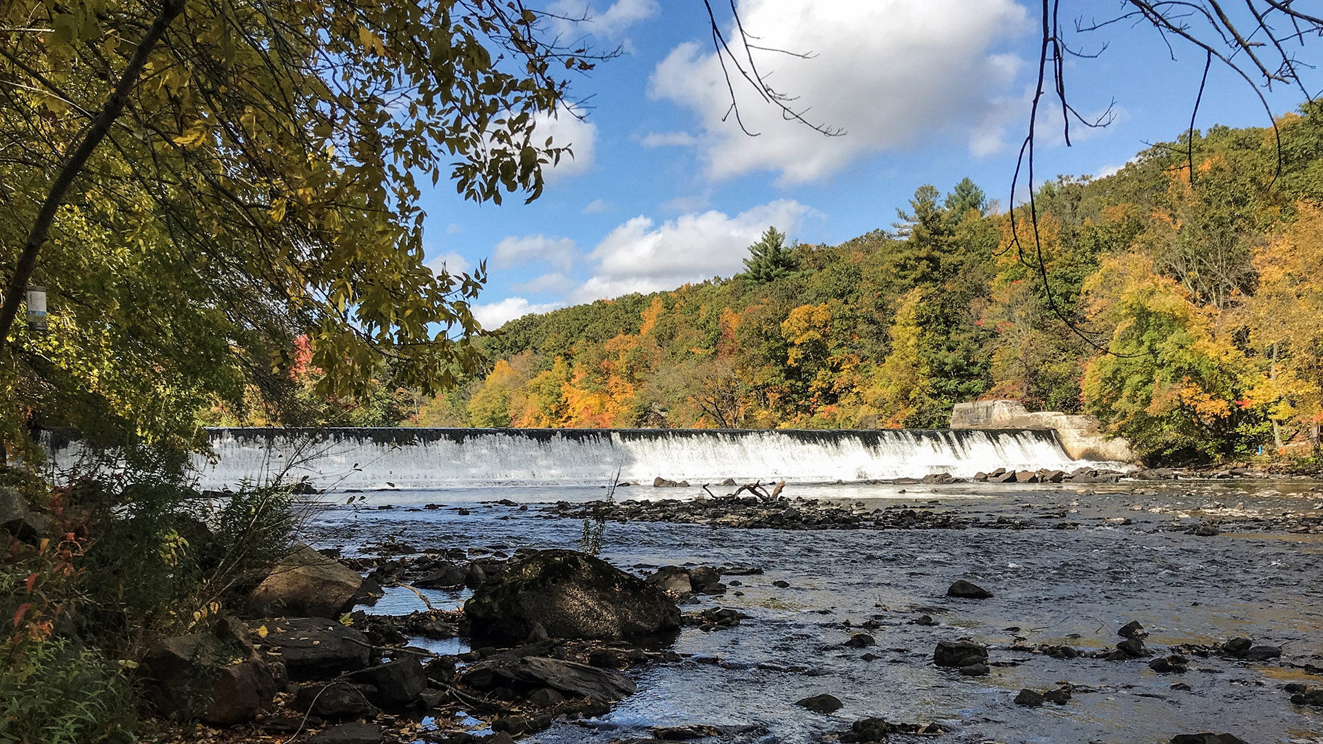 View of Albion Falls in Rhode Island
