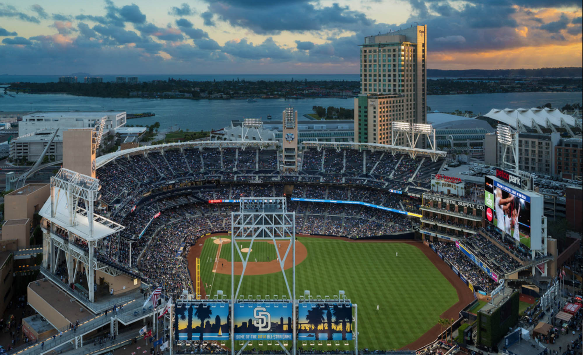 View of Petco Park baseball stadium in San Diego, California

