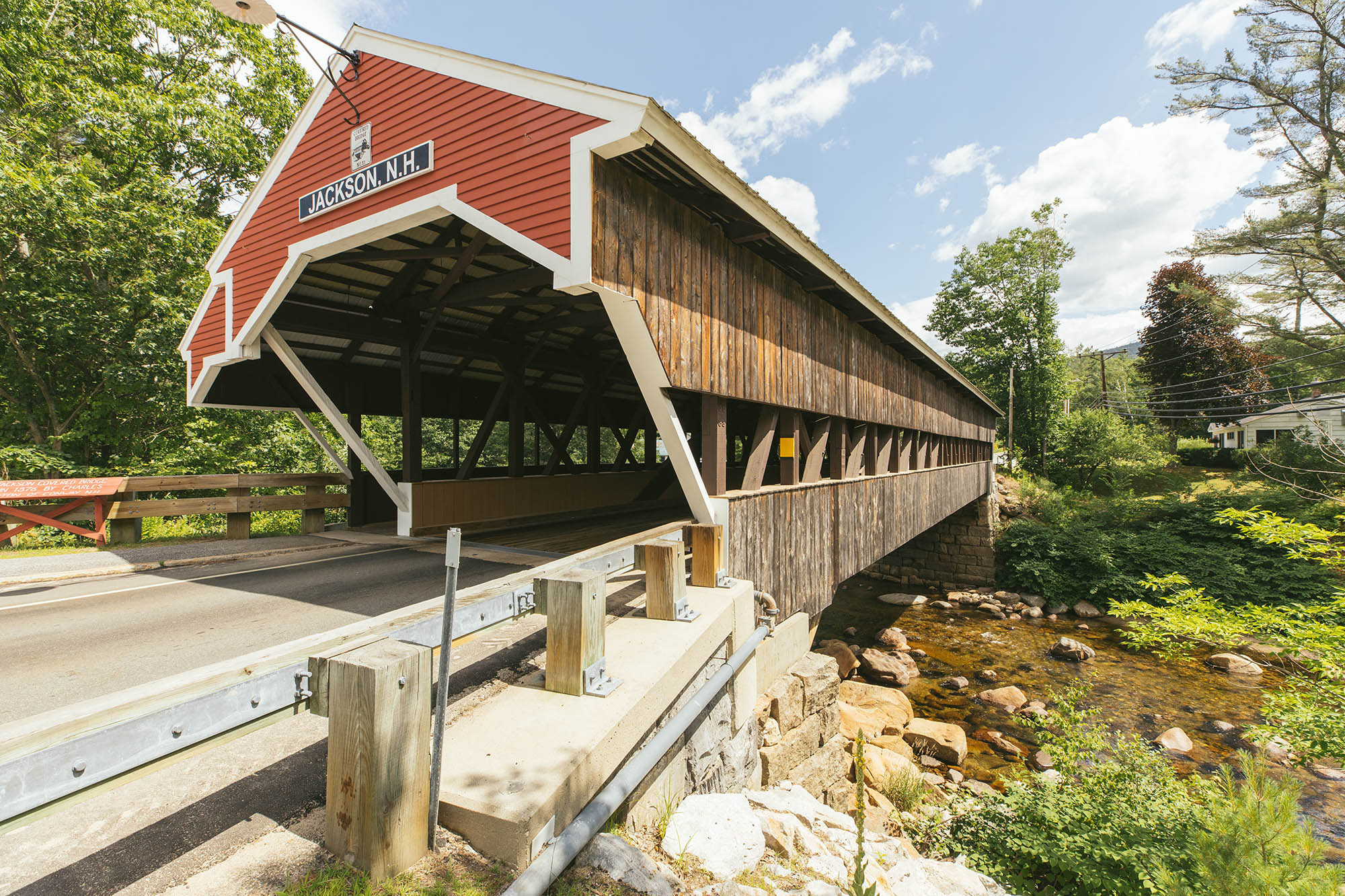 The Historic Honeymoon Covered Bridge in Jackson, part of New Hampshire’s White Mountains