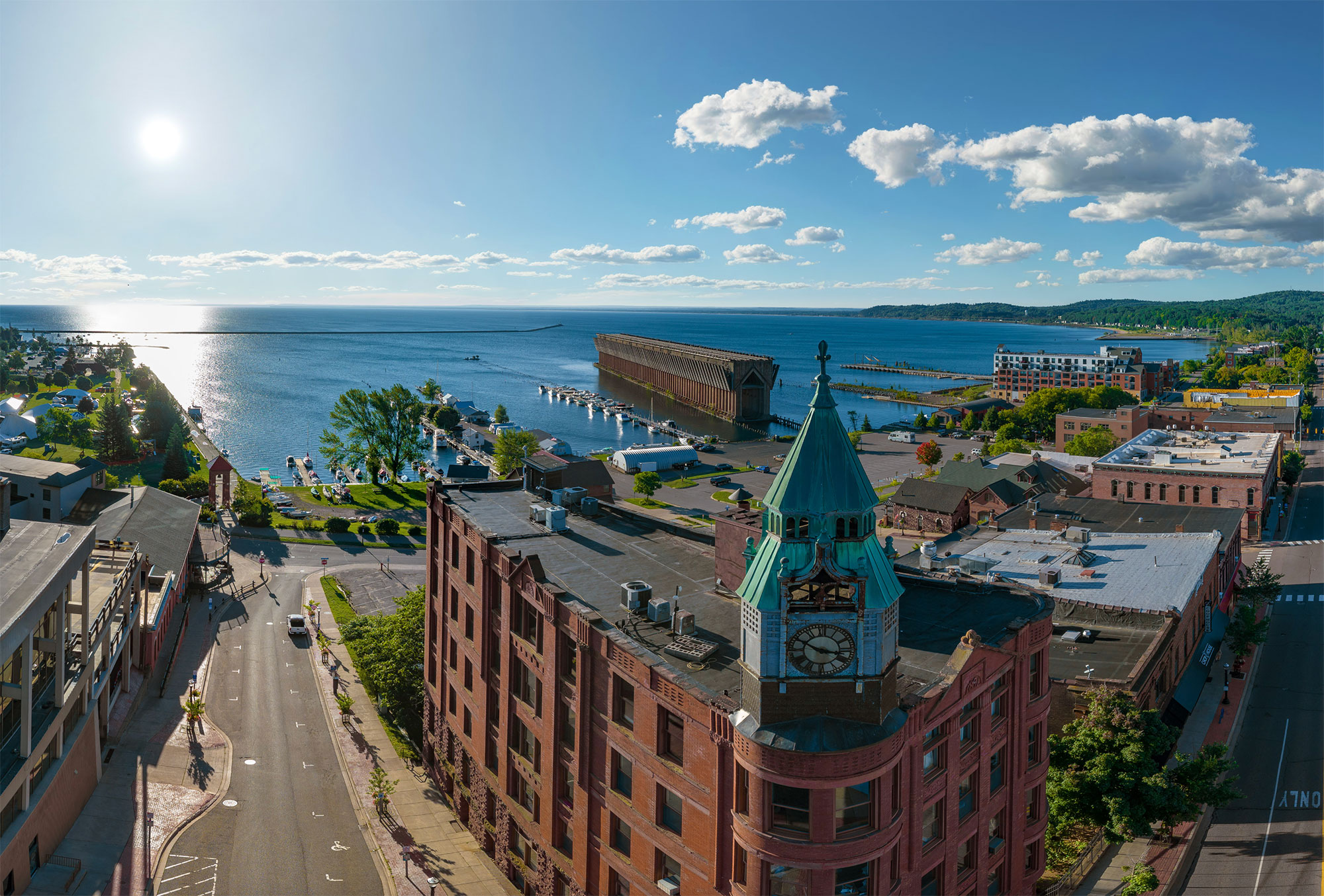 Aerial view of downtown Marquette, Michigan; Credit: Travel Marquette