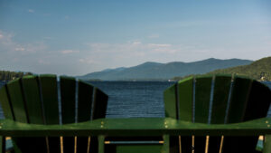 Adirondack chairs overlooking Lake George in New York