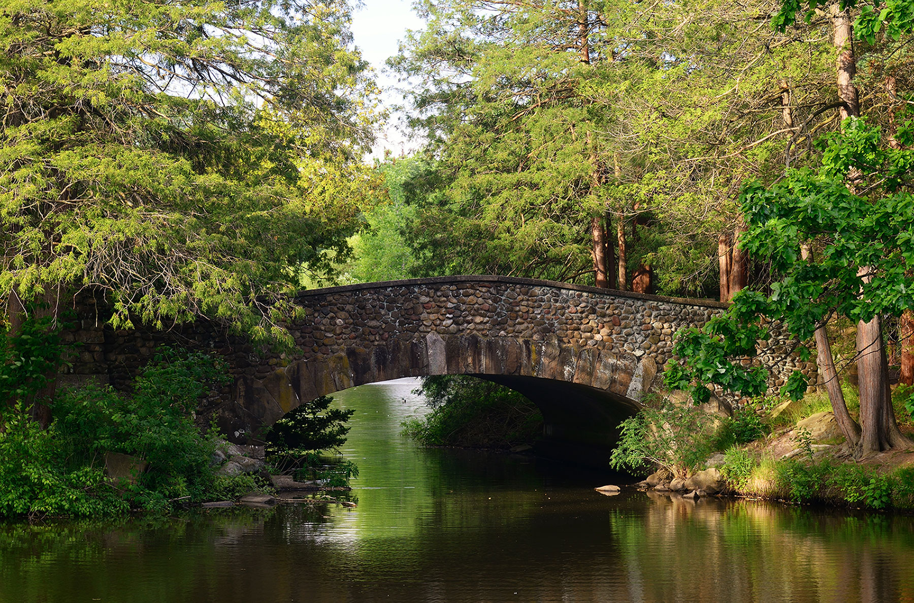 Stone bridge in historic Elizabeth Park in Hartford, Connecticut
