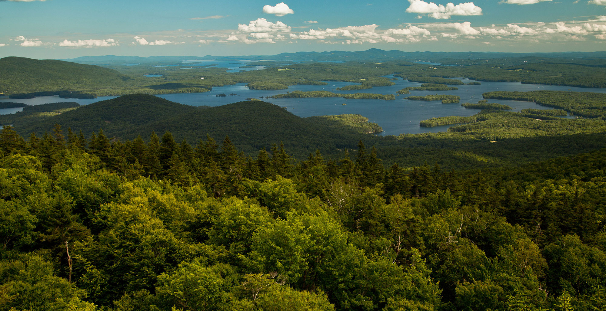 Aerial view of Lake Winnipesaukee in New Hampshire