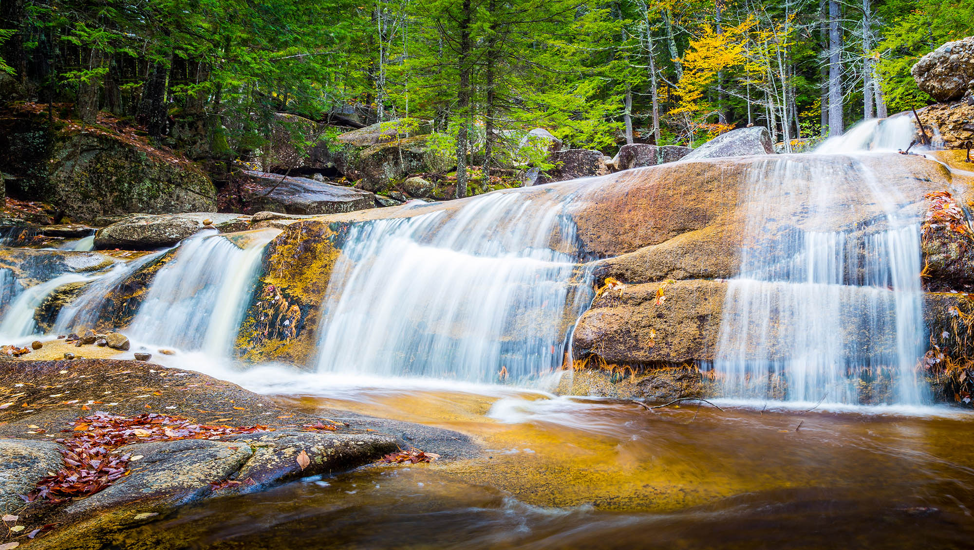 Diana’s Baths waterfalls along Lucy Brook, fed by the Big Attitash Mountain in New Hampshire’s White Mountains