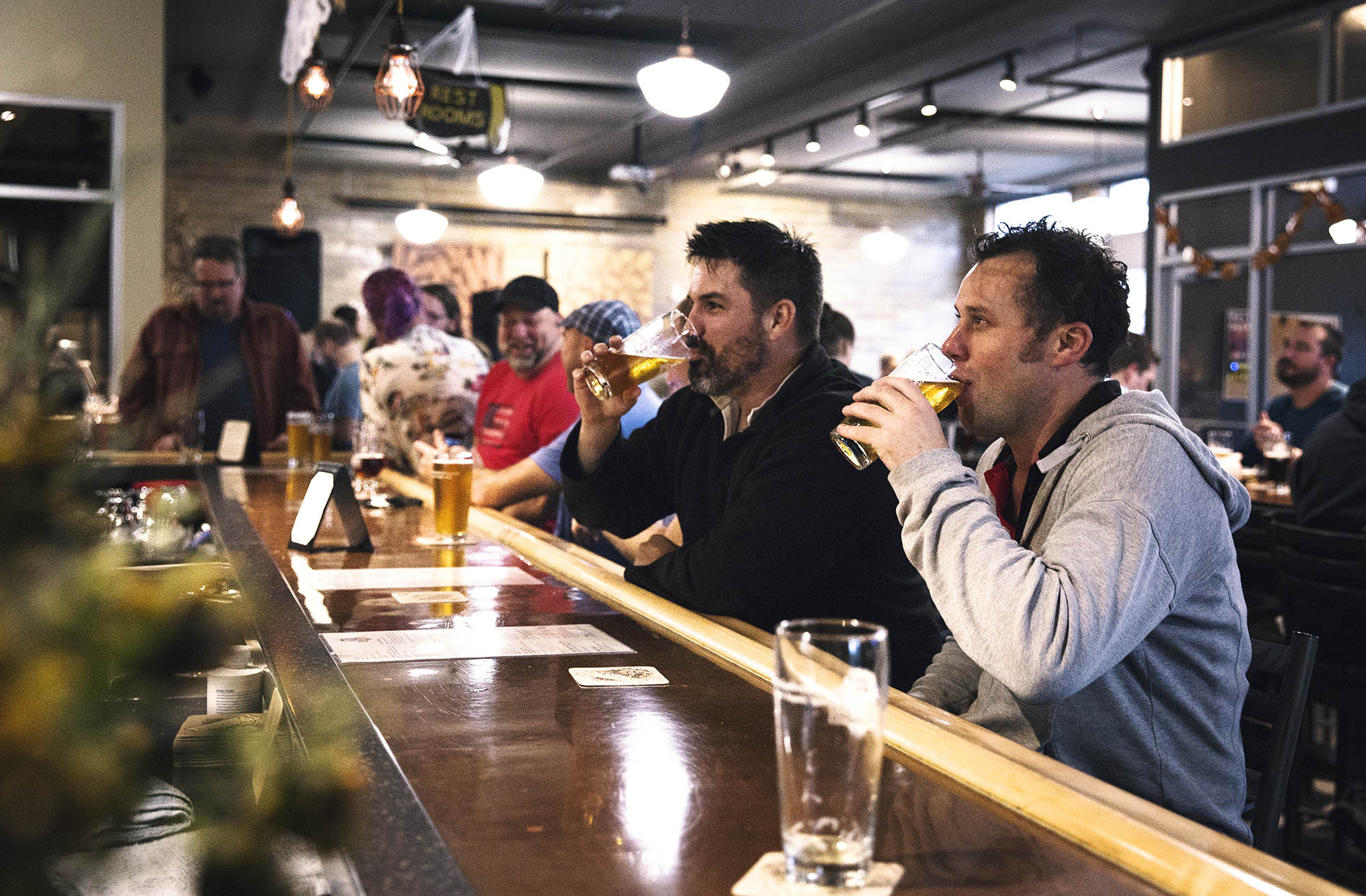 Tasting local beer at Lion Bridge Brewing Co. in Cedar Rapids, Iowa