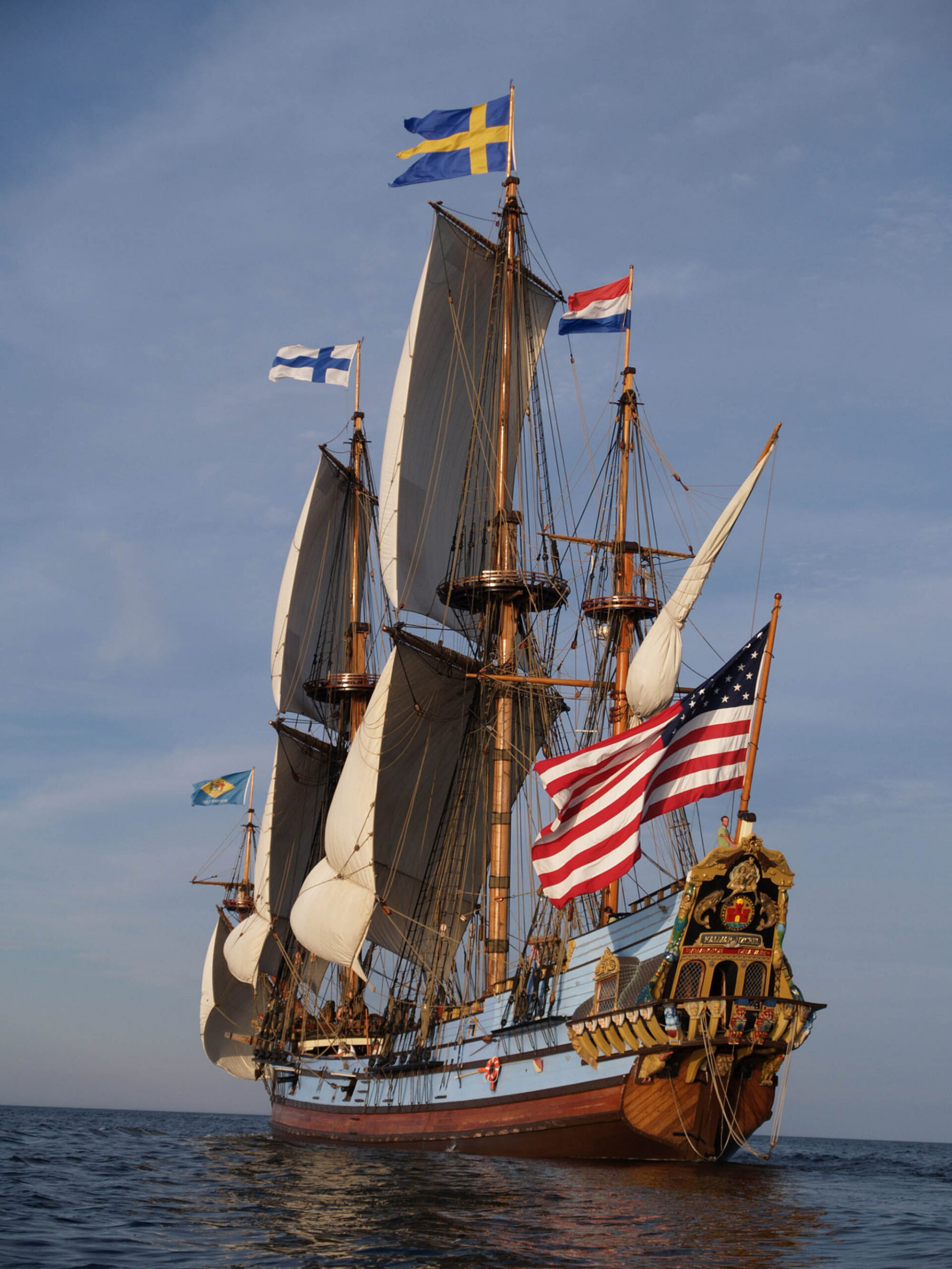 The Kalmar Nyckel, a replica of the ship that brought the first colonists to Wilmington, Delaware.
