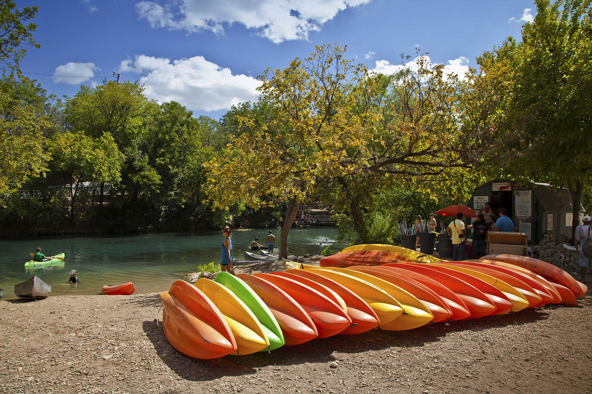 Kayaks along Barton Creek in Austin, Texas