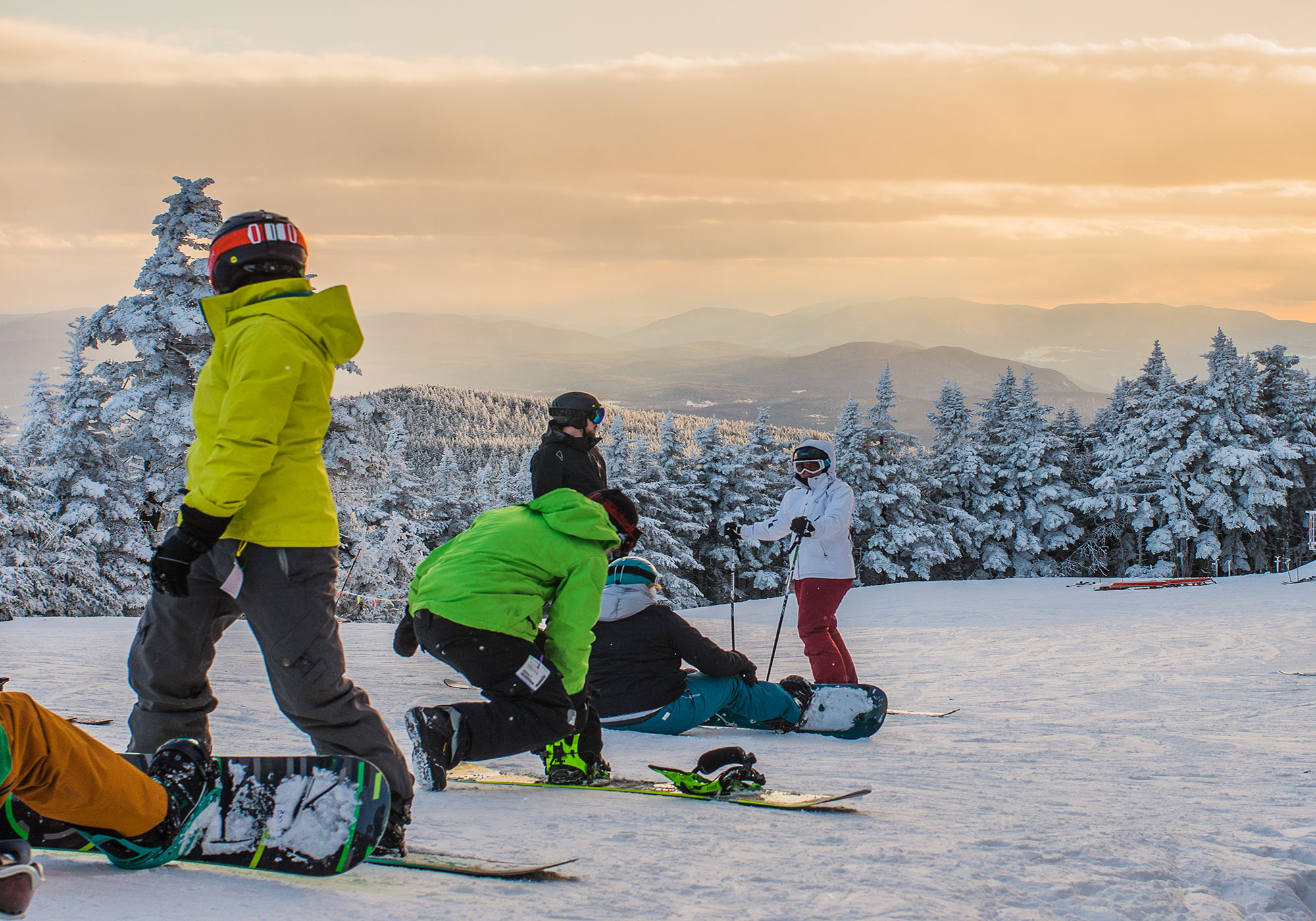 Snowboarders at Killington Resort in Vermont