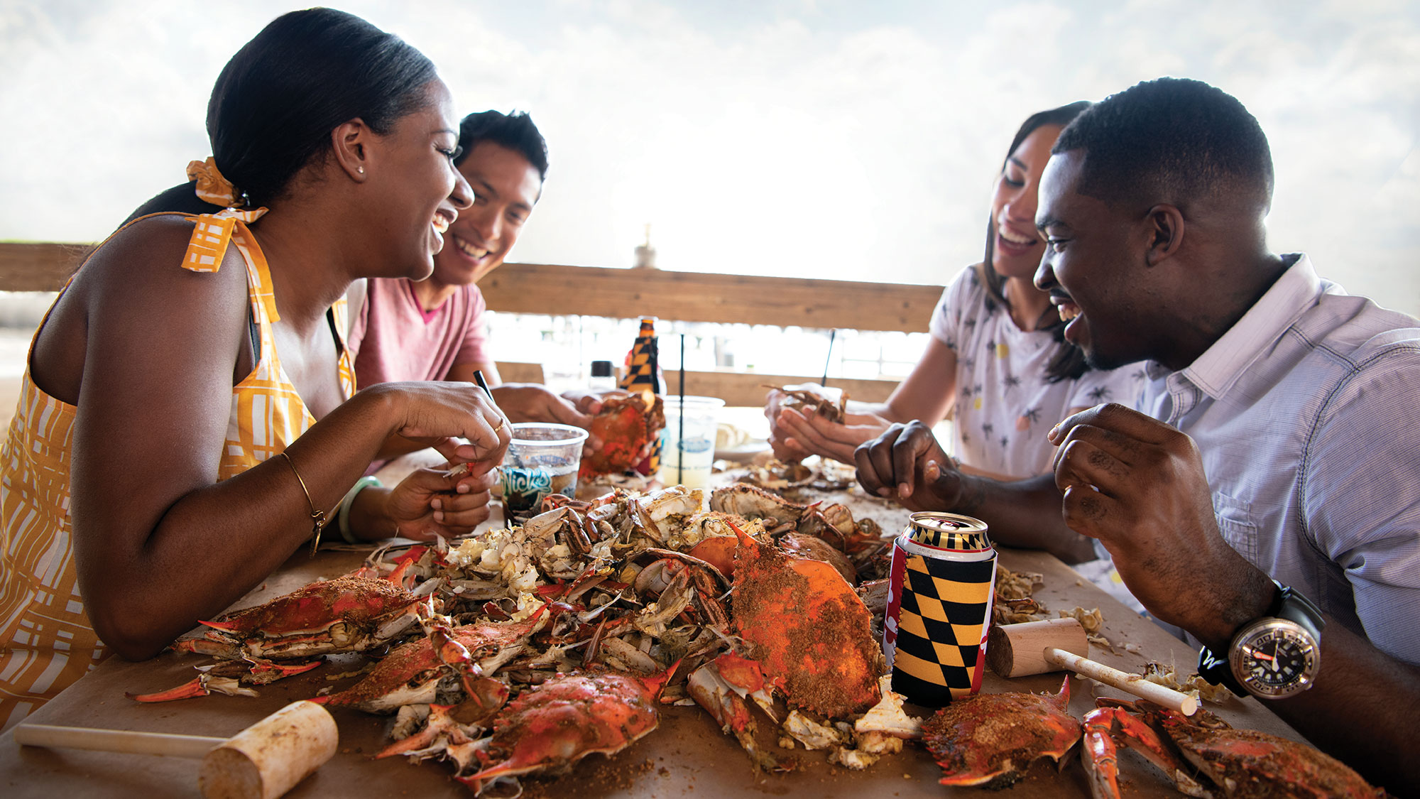 Dining on fresh crab at Nick's Fish House in Baltimore, Maryland