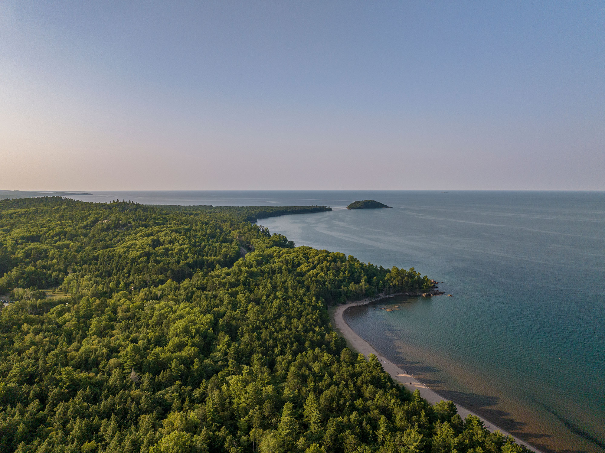Aerial view of Lake Superior and the Michigan shoreline near Marquette; Credit: Travel Marquette