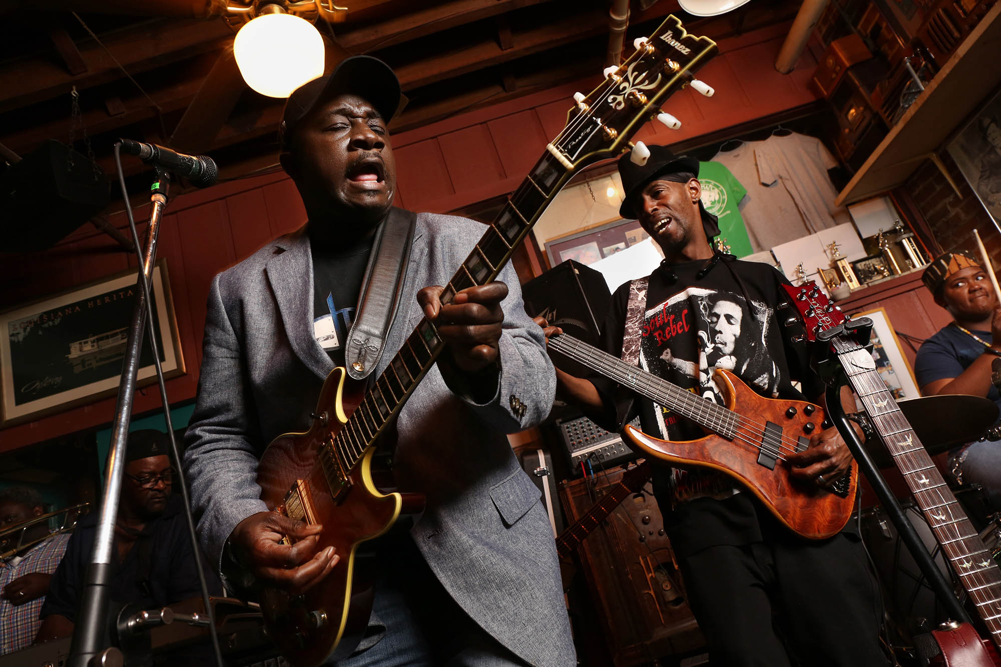 Guitarist Dexter Allen performs at Hal & Mal’s in Jackson, Mississippi