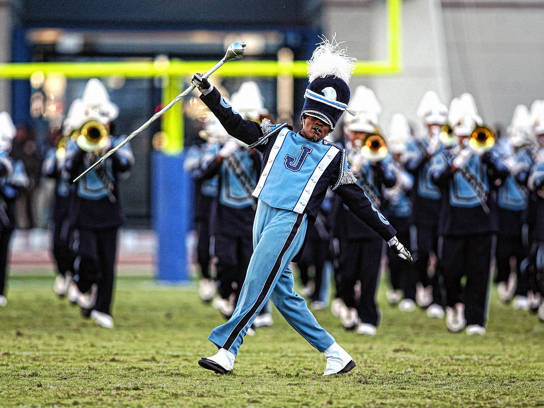 The Sonic Boom of the South marching band performs at a Jackson State University football game in Jackson, Mississippi