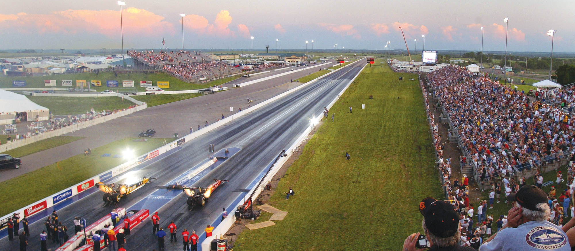 Crowds watching a race at Heartland Motorsports Park in Topeka, Kansas
