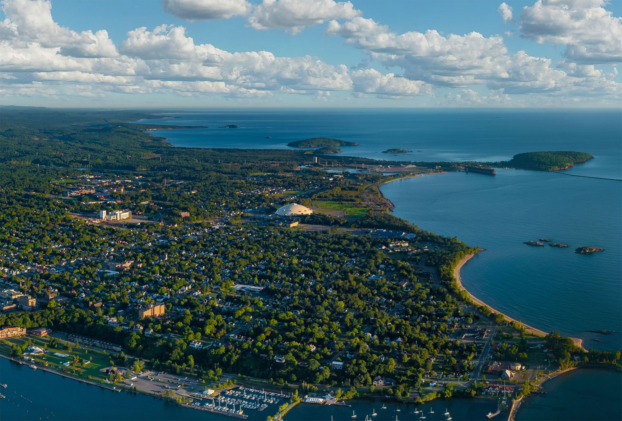 Aerial of Lake Superior and Marquette, Michigan; Credit: Travel Marquette