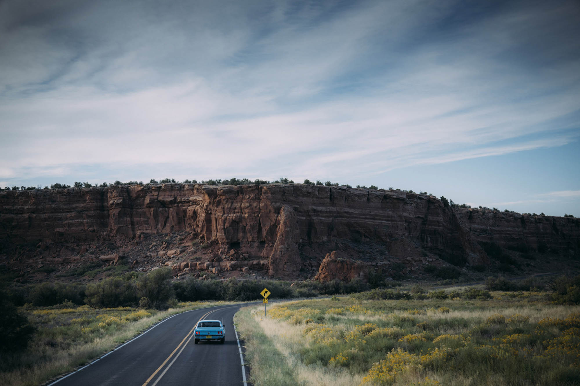 Car cruising along Route 66 near Laguna, New Mexico