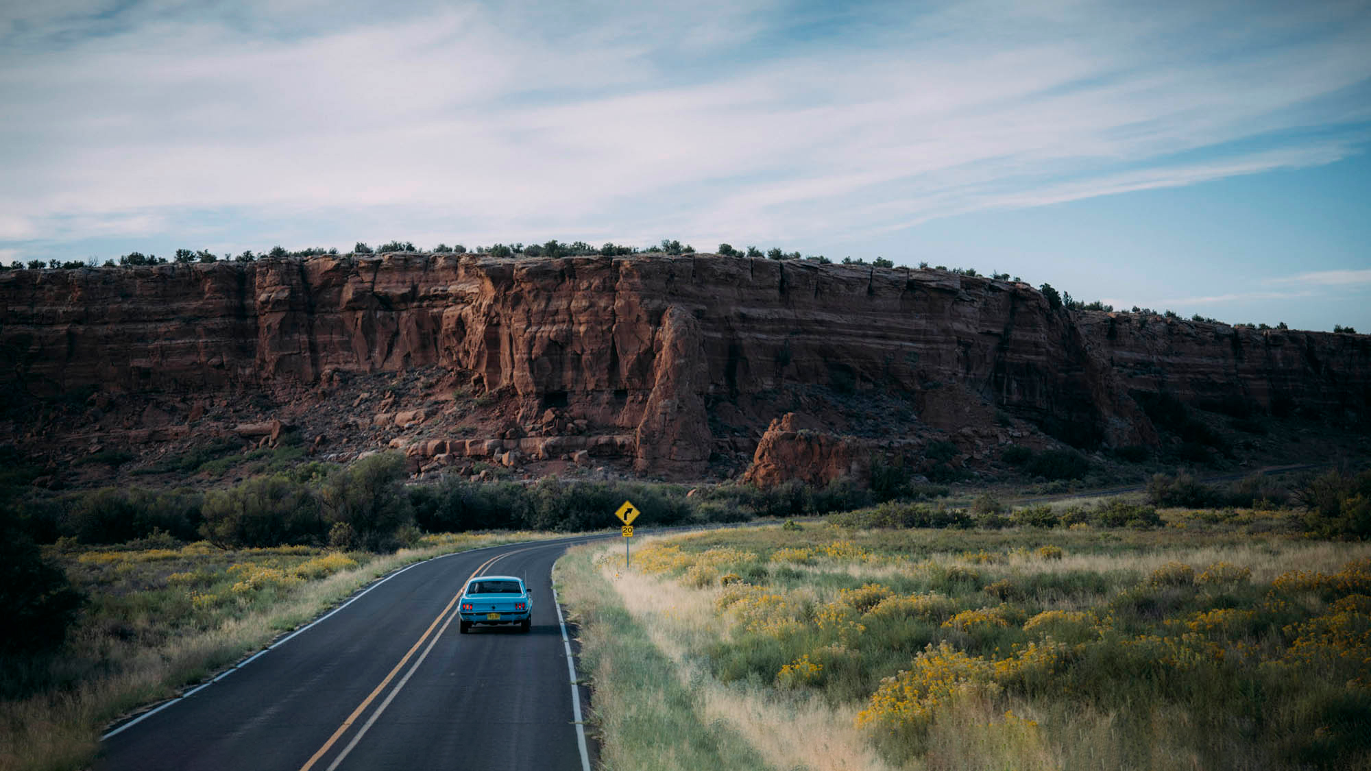 Car cruising along Route 66 near Laguna, New Mexico