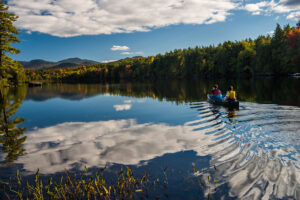 Kayakers on Second Pond, part of the Saranac Lake Chain in New York State