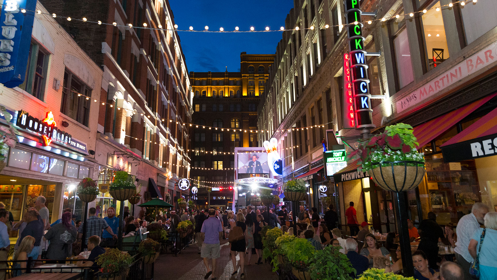 Walking along East 4th Street in Cleveland, Ohio