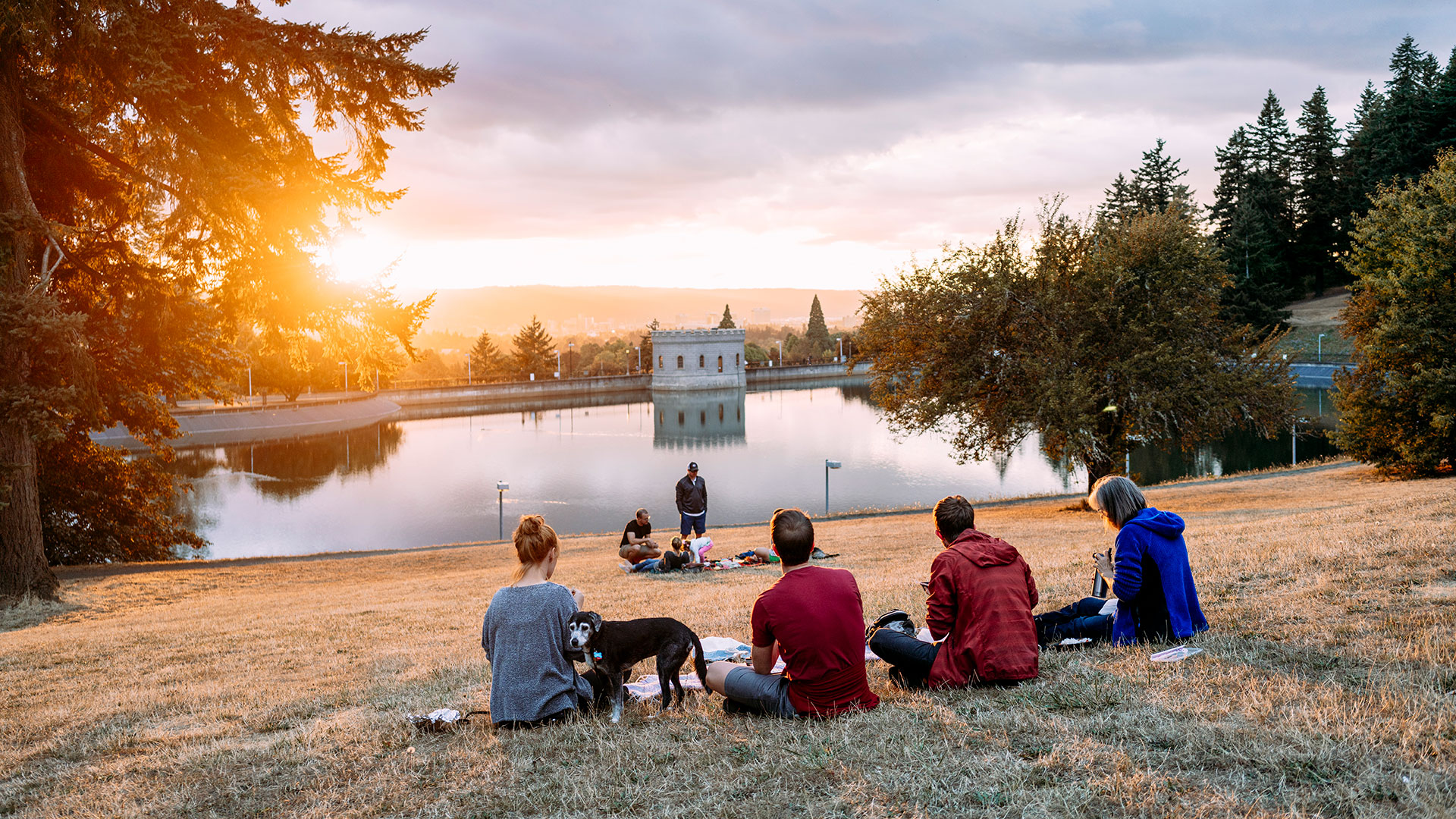 Sunset view from Mount Tabor Park in Portland, Oregon
