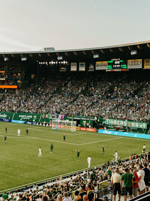 Fans watching a Portland Timbers soccer game in Portland, Oregon Credit: Ashley Anderson, Travel Portland