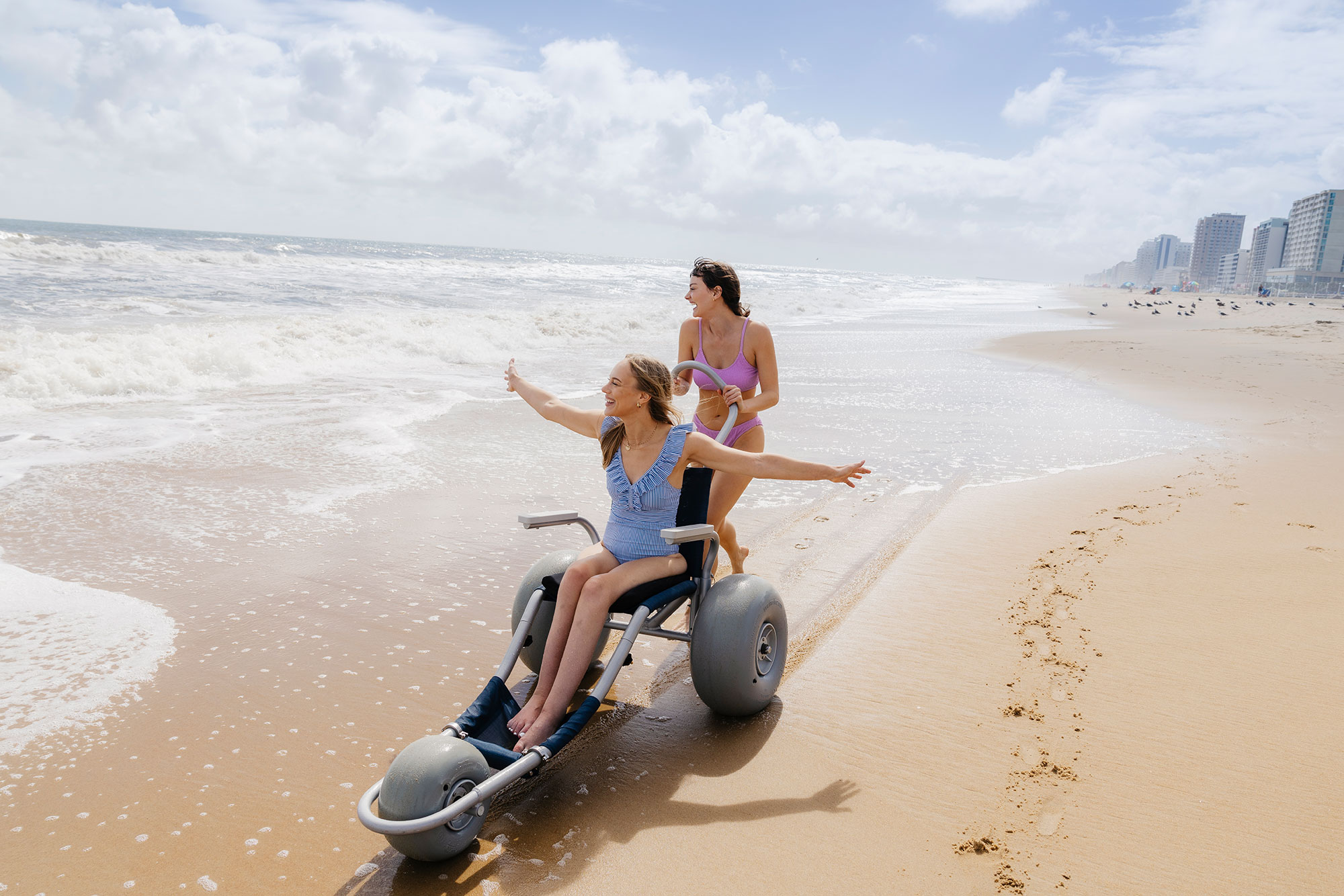Travelers exploring the shores of Virginia Beach, Virginia
