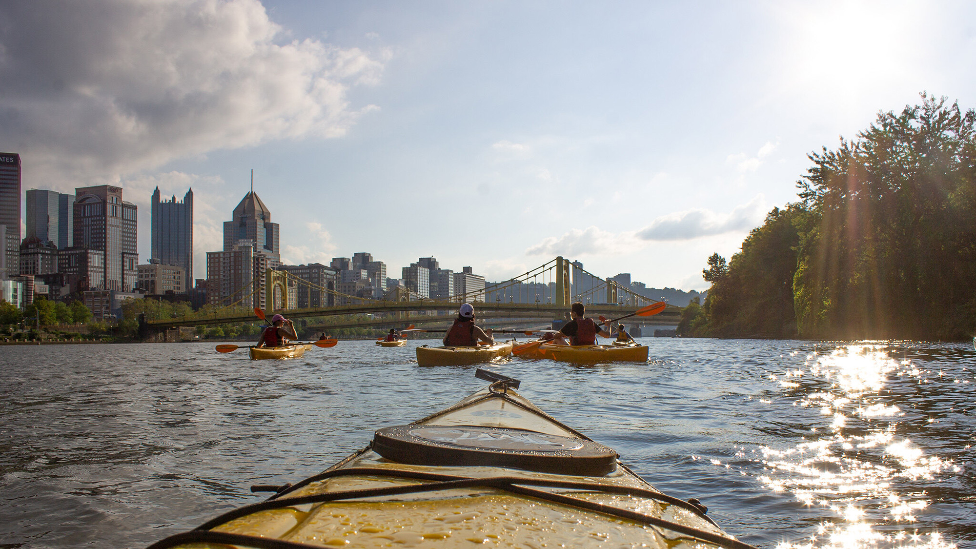 Kayaking on a river in Pittsburgh, Pennsylvania. Credit: Venture Outdoors

