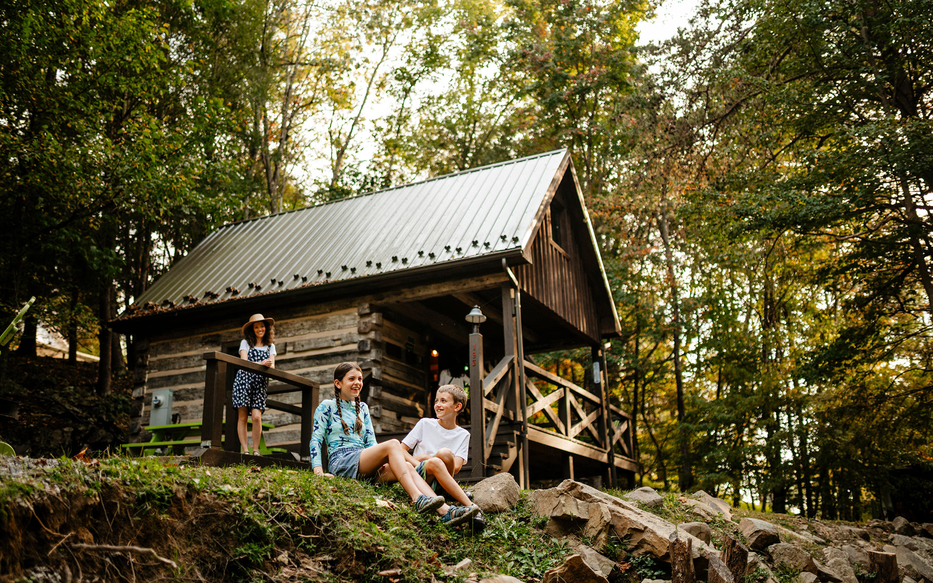 Family at a rental cabin in West Virginia