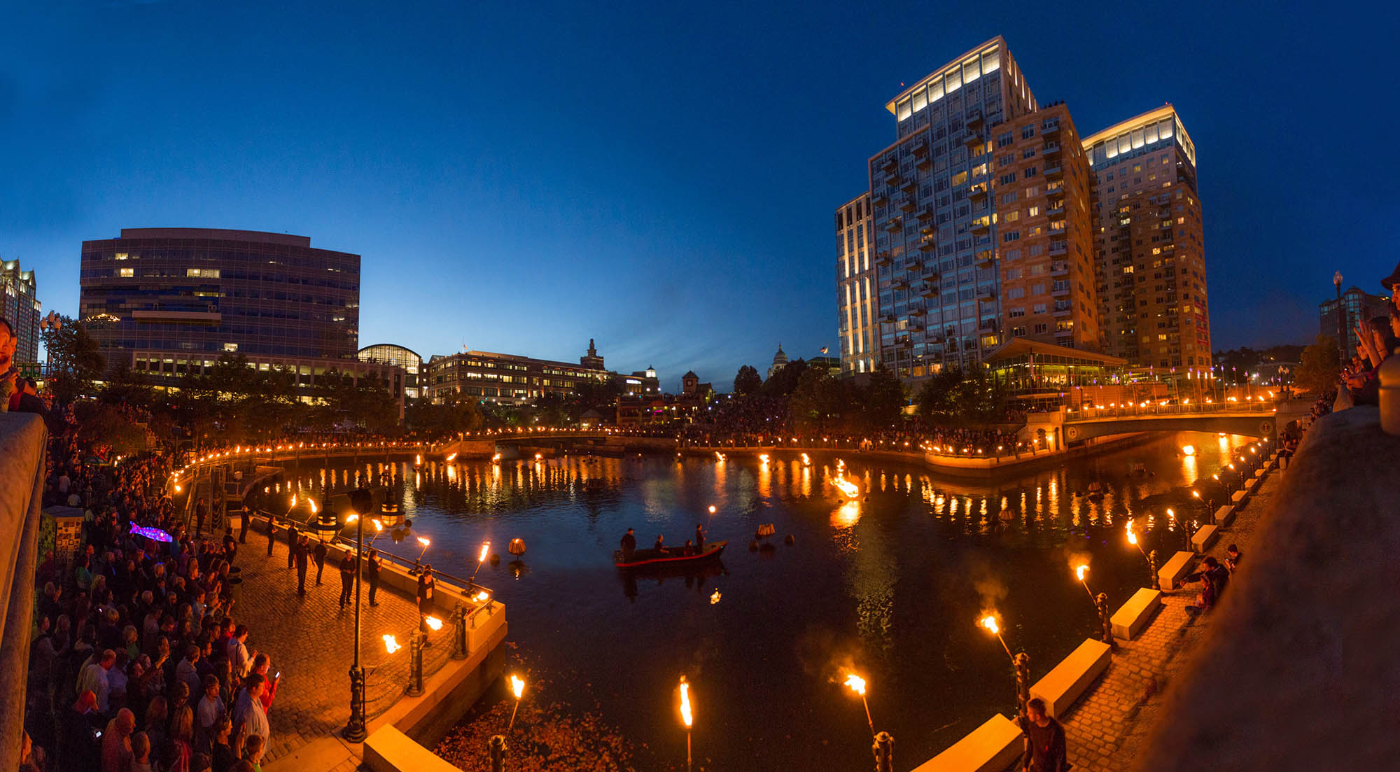 Elaborate fire sculptures at FireWalk in Providence, Rhode Island