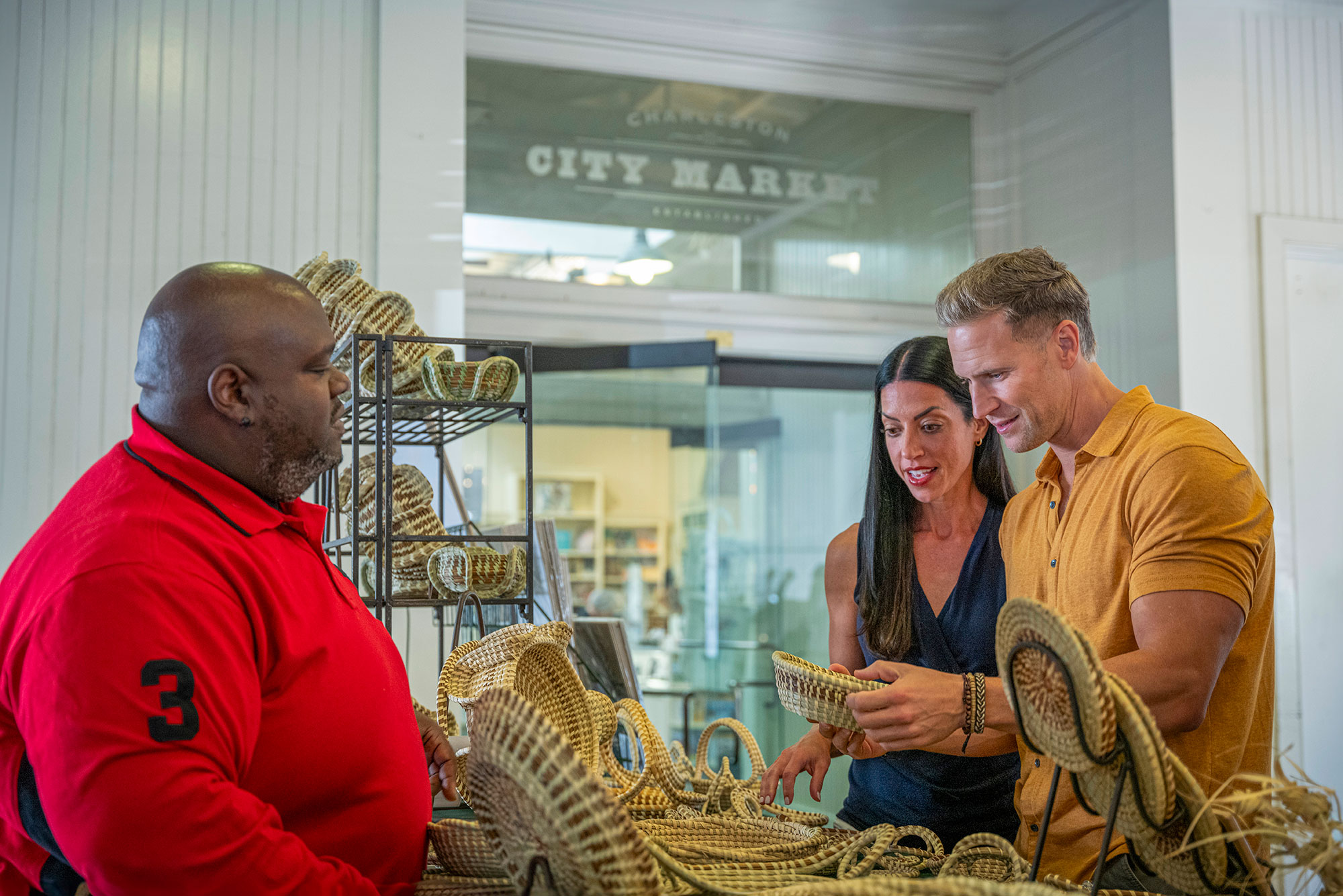Shoppers and vendor at the historic Charleston City Market in South Carolina 
