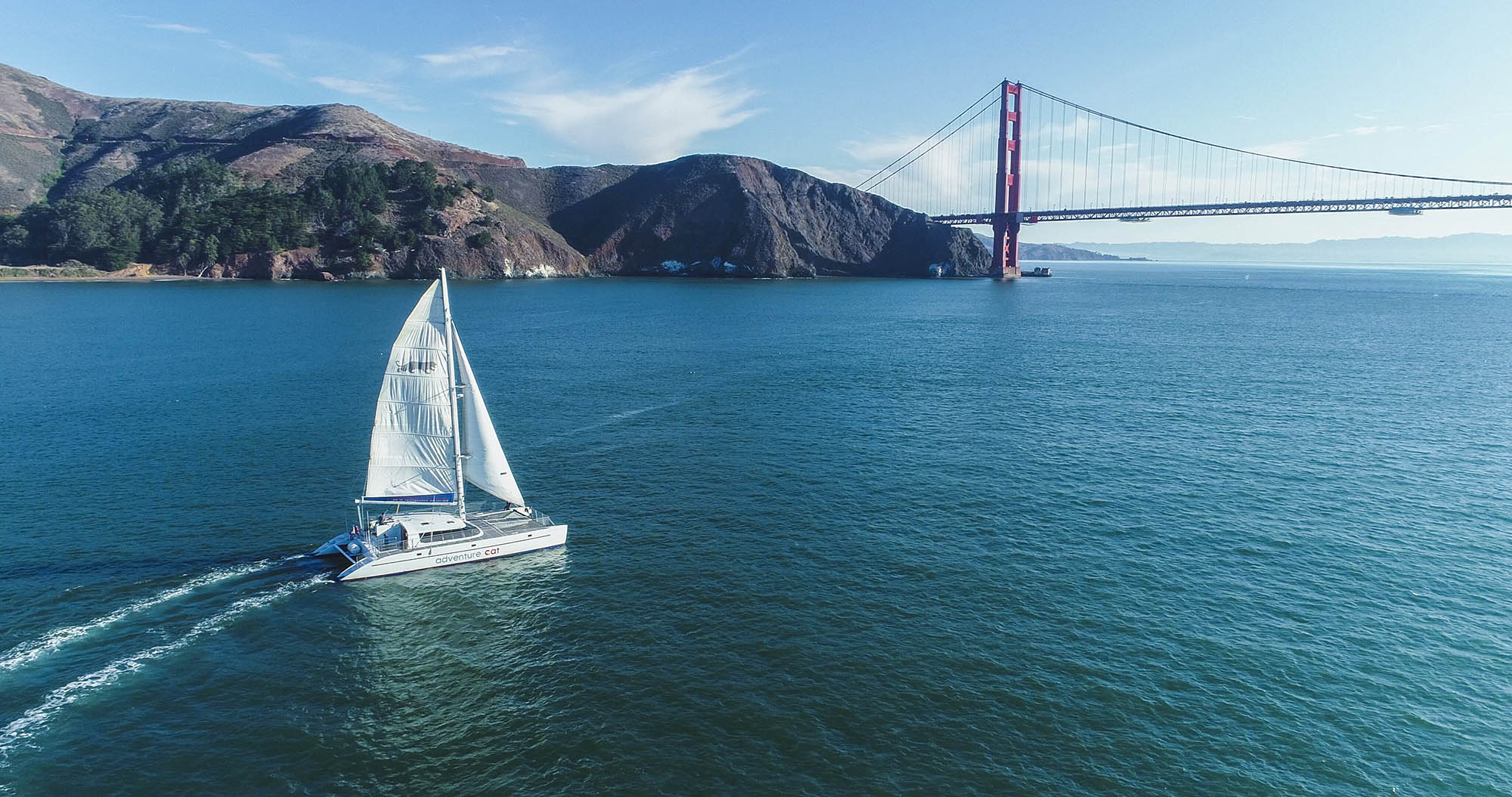 A sailboat in the San Francisco Bay in California
