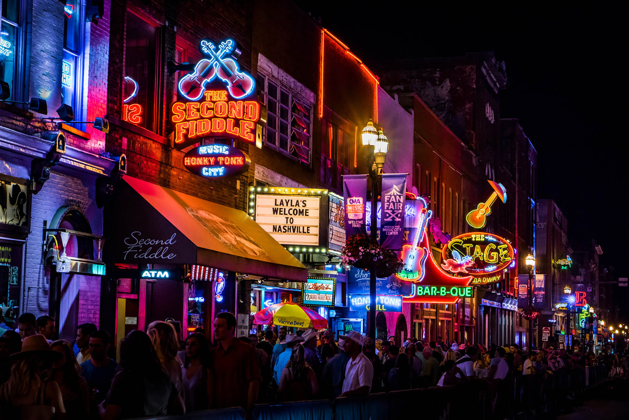 Lower Broadway in Nashville, Tennessee