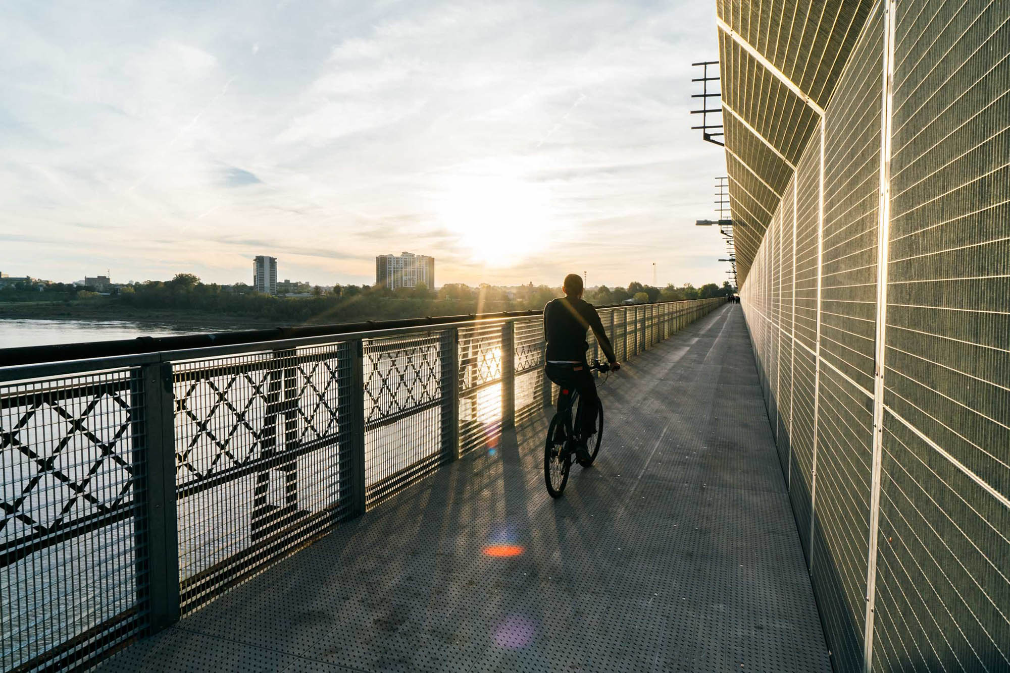 Biking along Big River Crossing in Memphis, Tennessee; Credit: Josh Ness