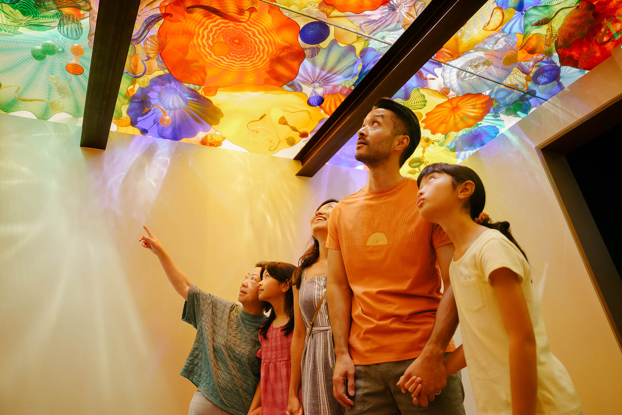 Admiring glass art at the Chihuly Garden and Glass museum in Seattle, Washington