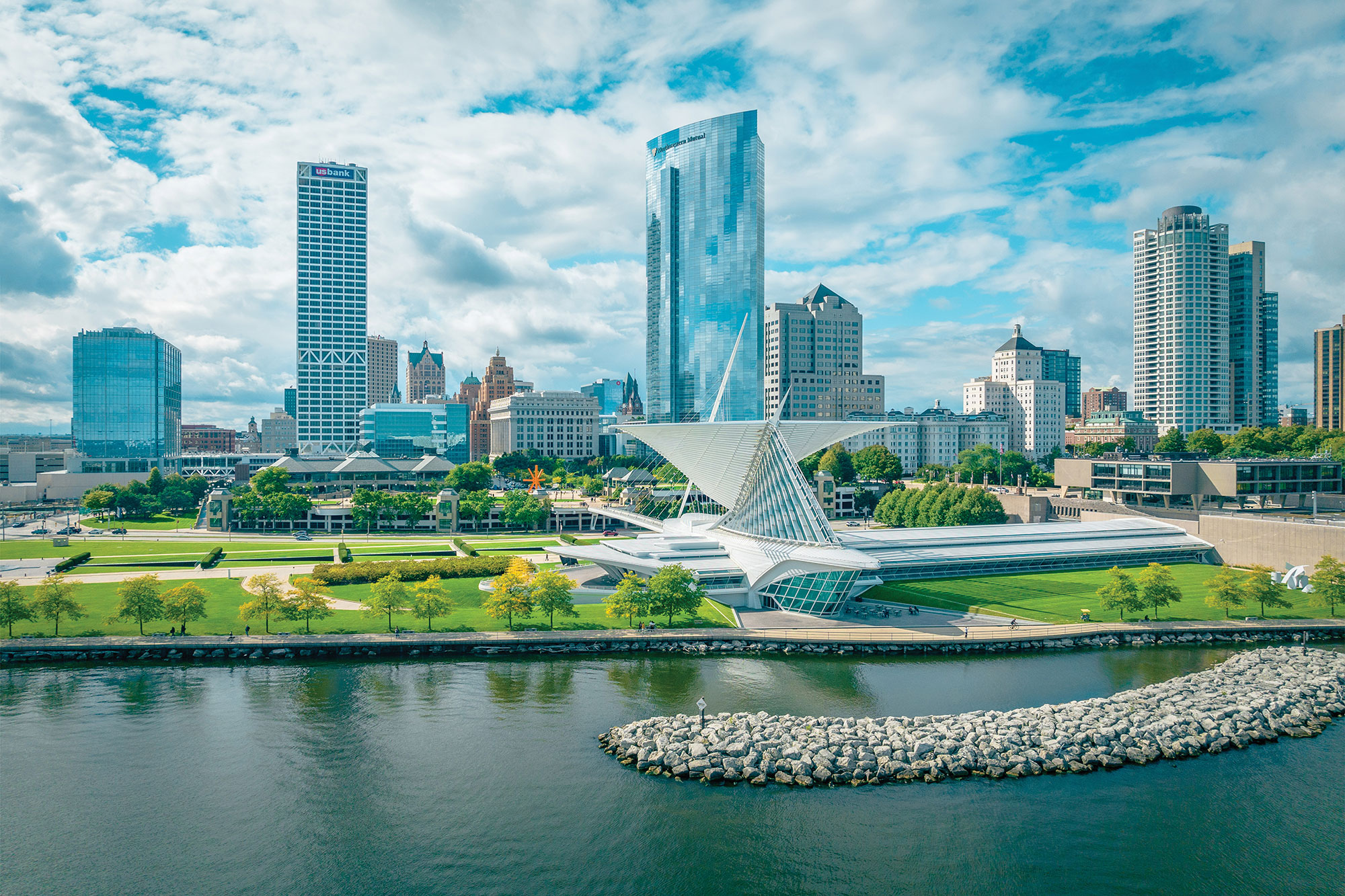 Milwaukee skyline from Lake Michigan in Wisconsin
