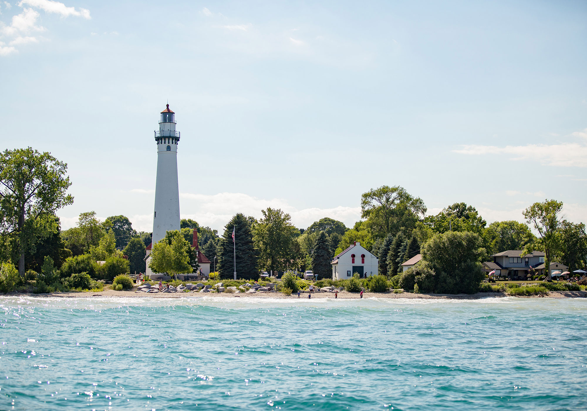 Wind Point Lighthouse and beach in Racine, Wisconsin
