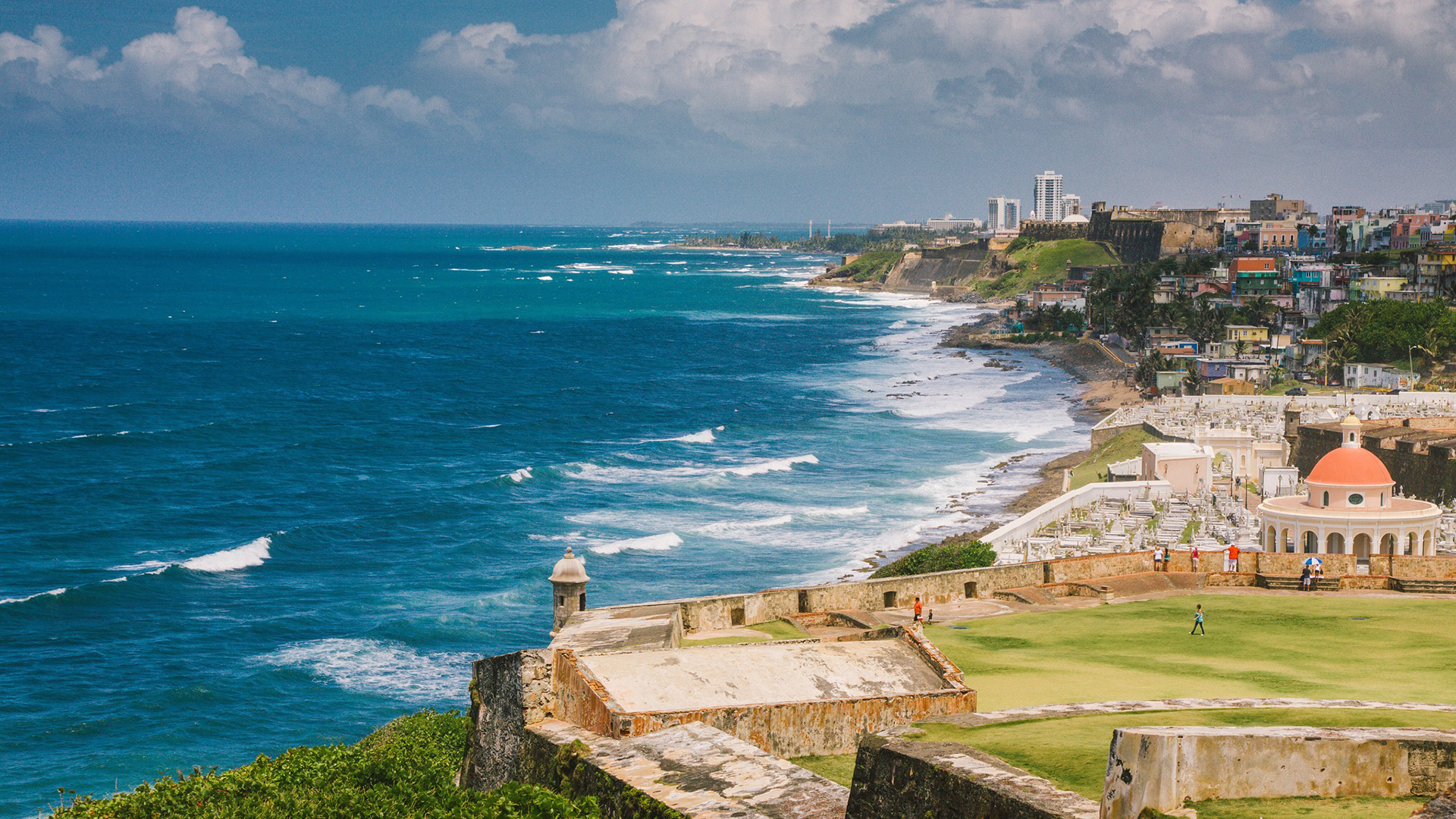 Aerial view of the coast from San Juan, Puerto Rico