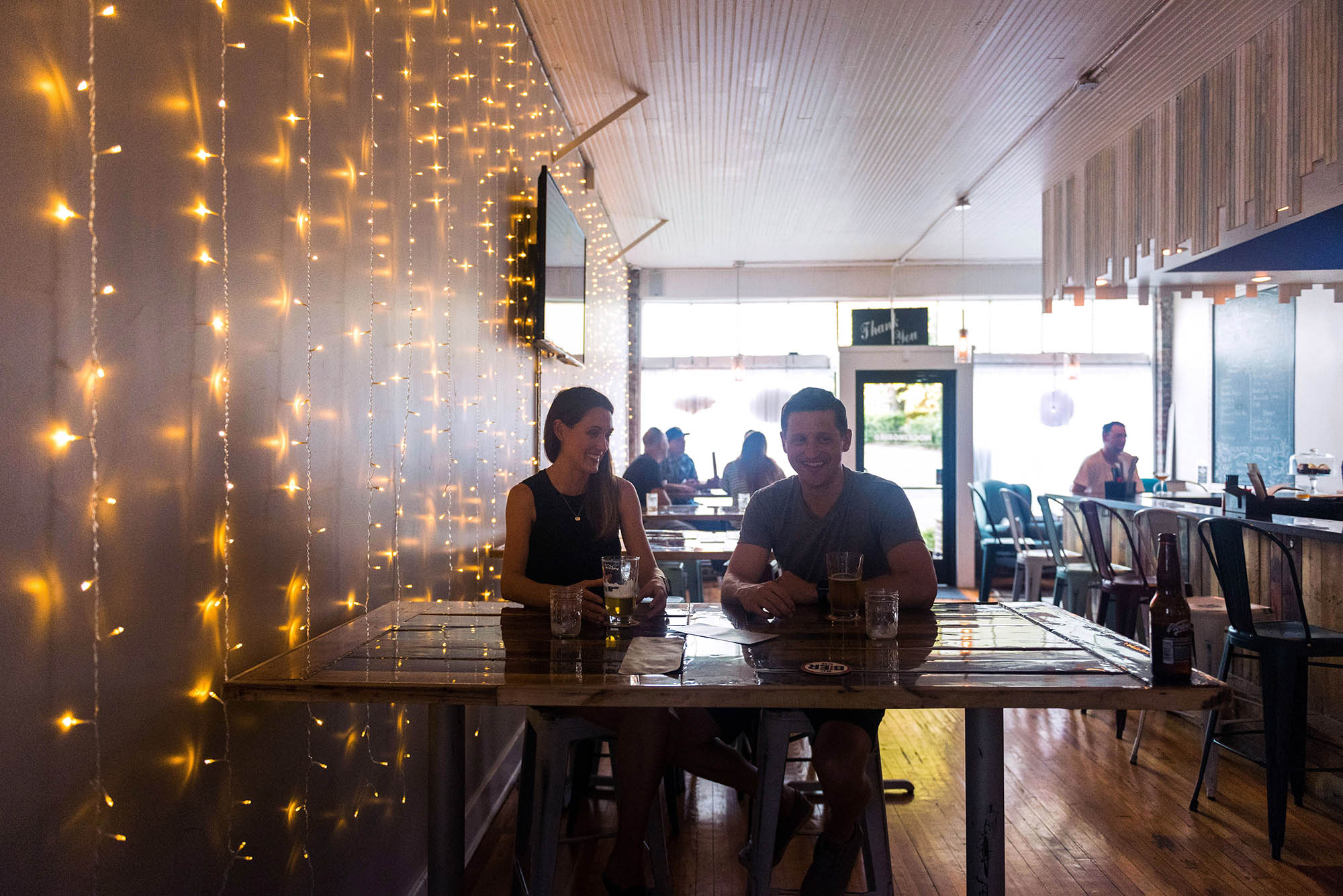 Sampling craft beer at Brew Lab Brewery + Kitchen in Overland Park, Kansas
