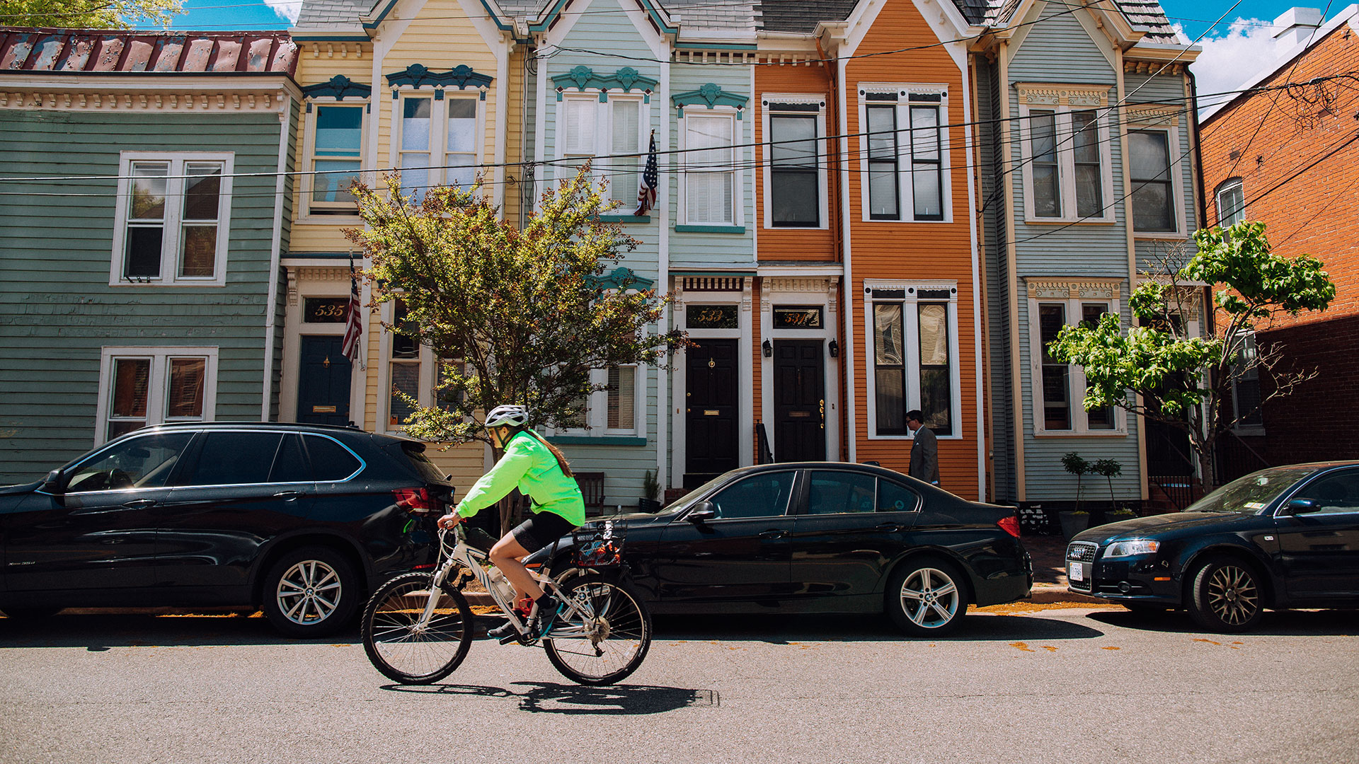 Biking through the Georgetown neighborhood of Washington, D.C.